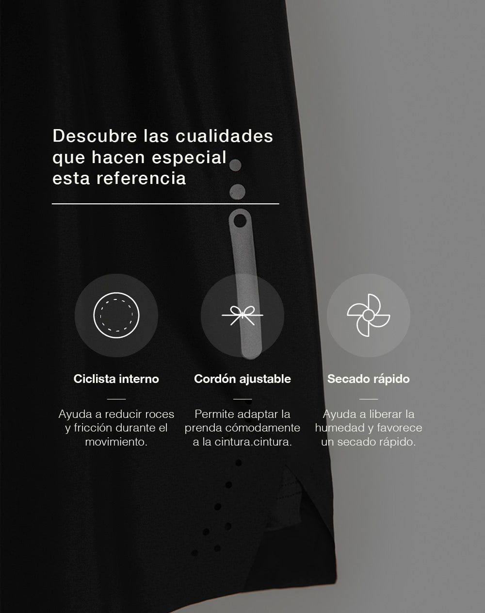 Pantaloneta deportiva ciclista interno negra hombre