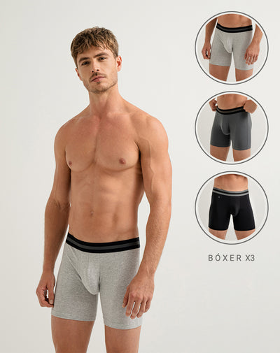 Boxér medio ajustado x3unds surtidos