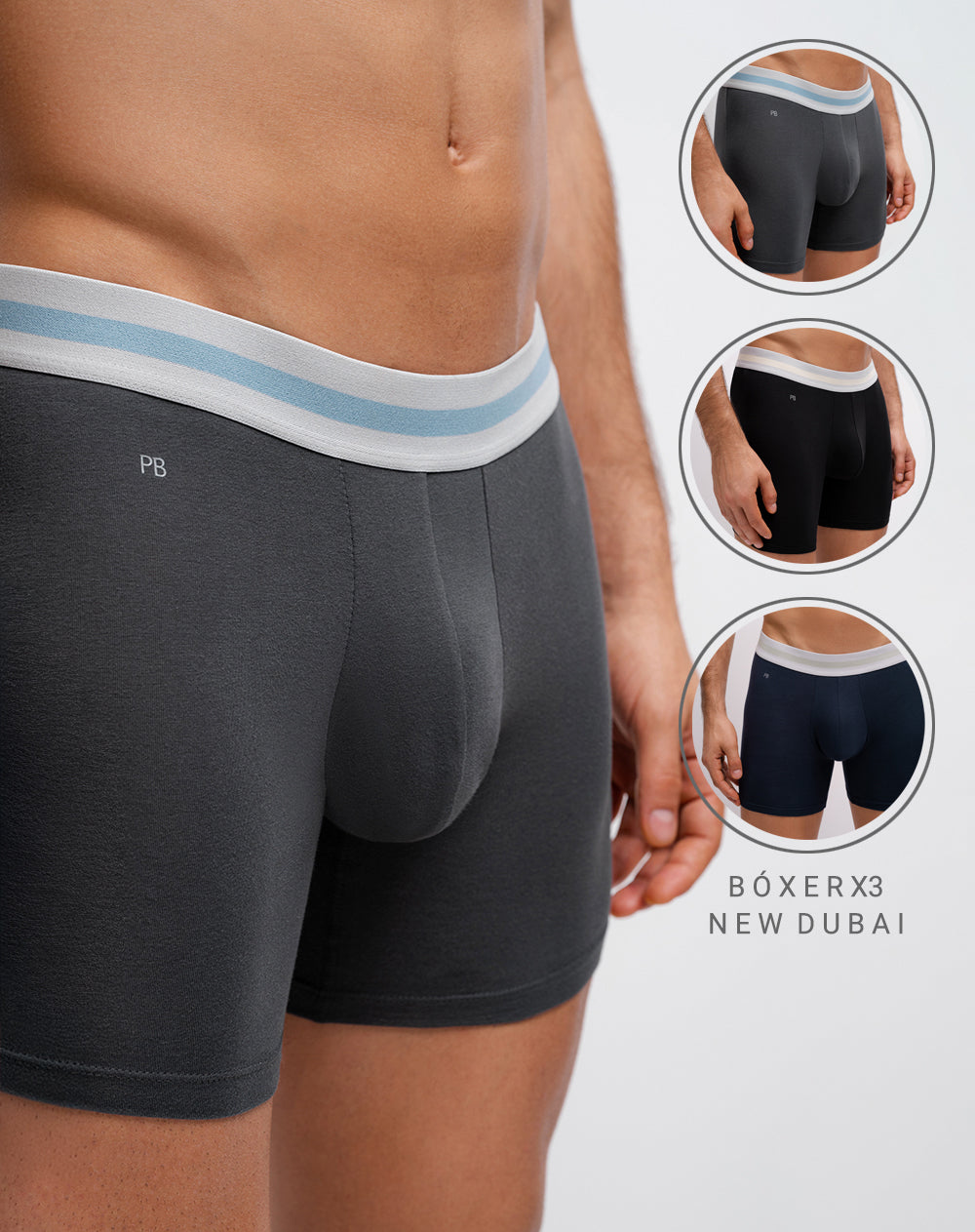 Bóxer medio panel amplio x3unds surtido