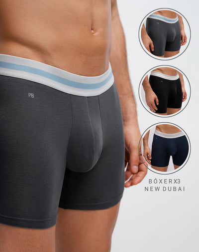 Bóxer medio panel amplio x3unds surtido