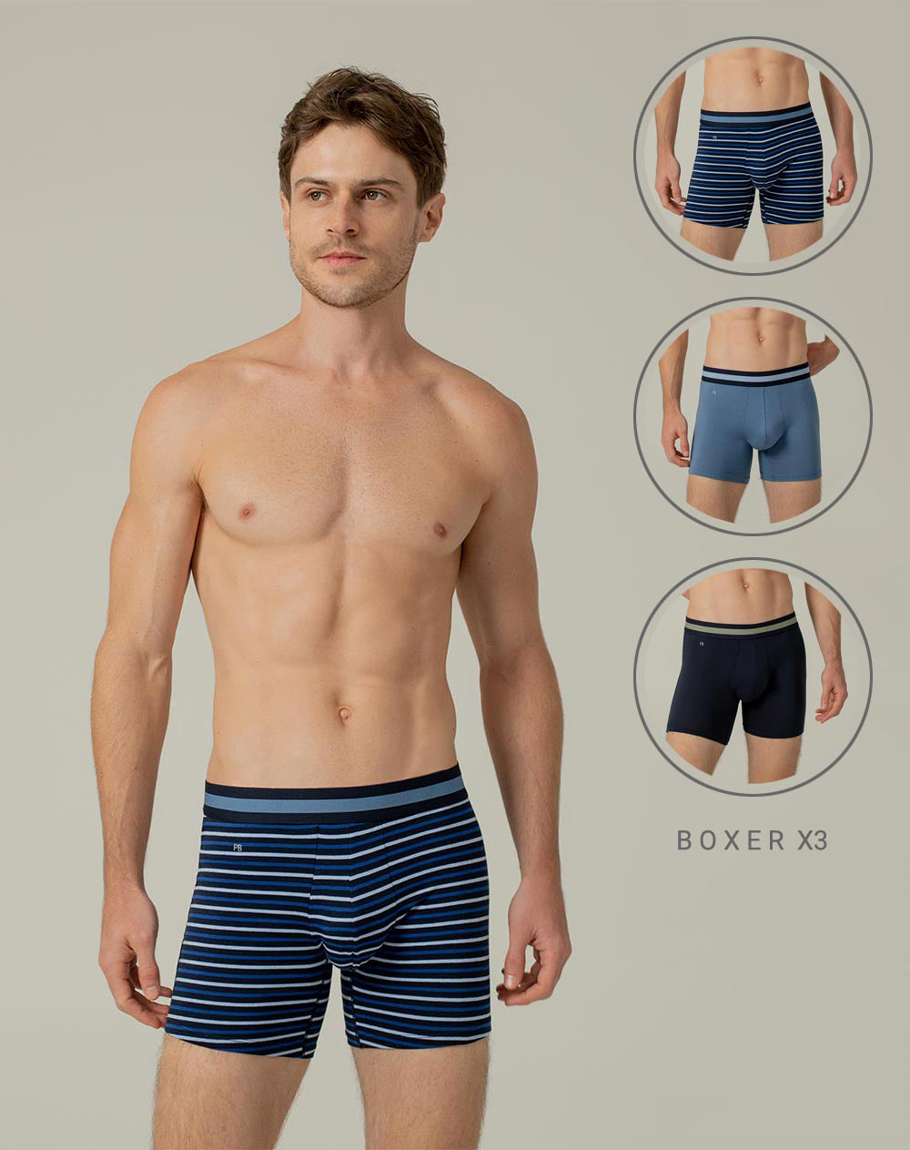 Boxér medio ajustados x3unds surtidos