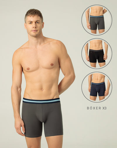 Boxér medio ajustados x3unds surtidos