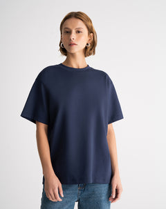 Camiseta oversize algodón azul mujer