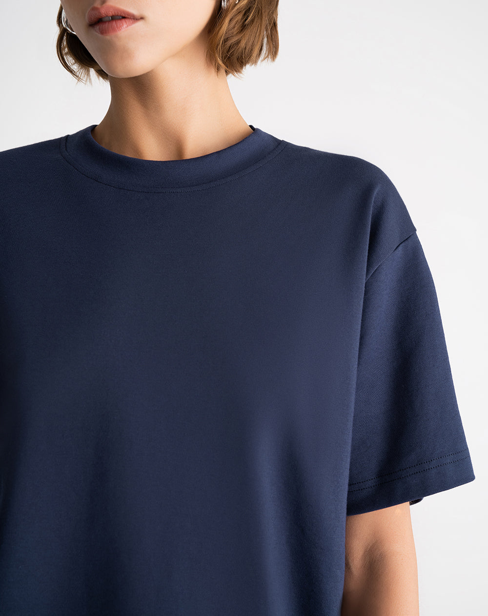 Camiseta oversize algodón azul mujer