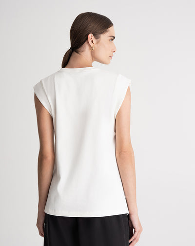 Camiseta regular rib algodón habano mujer