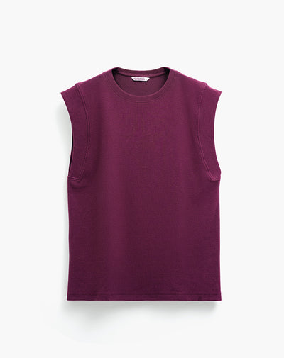 Camiseta slim tejido de punto vinotinto mujer