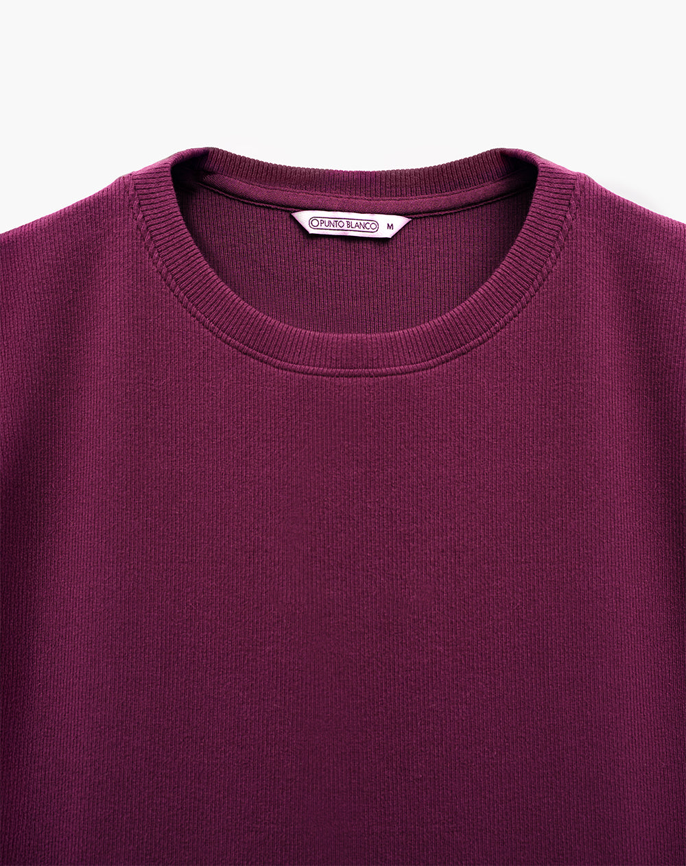 Camiseta slim tejido de punto vinotinto mujer