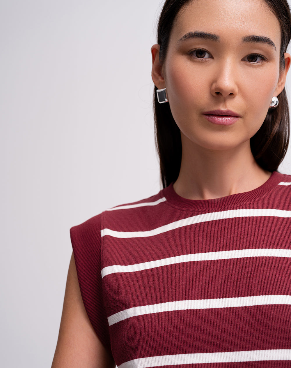 Camiseta slim fit vinotinto rayas