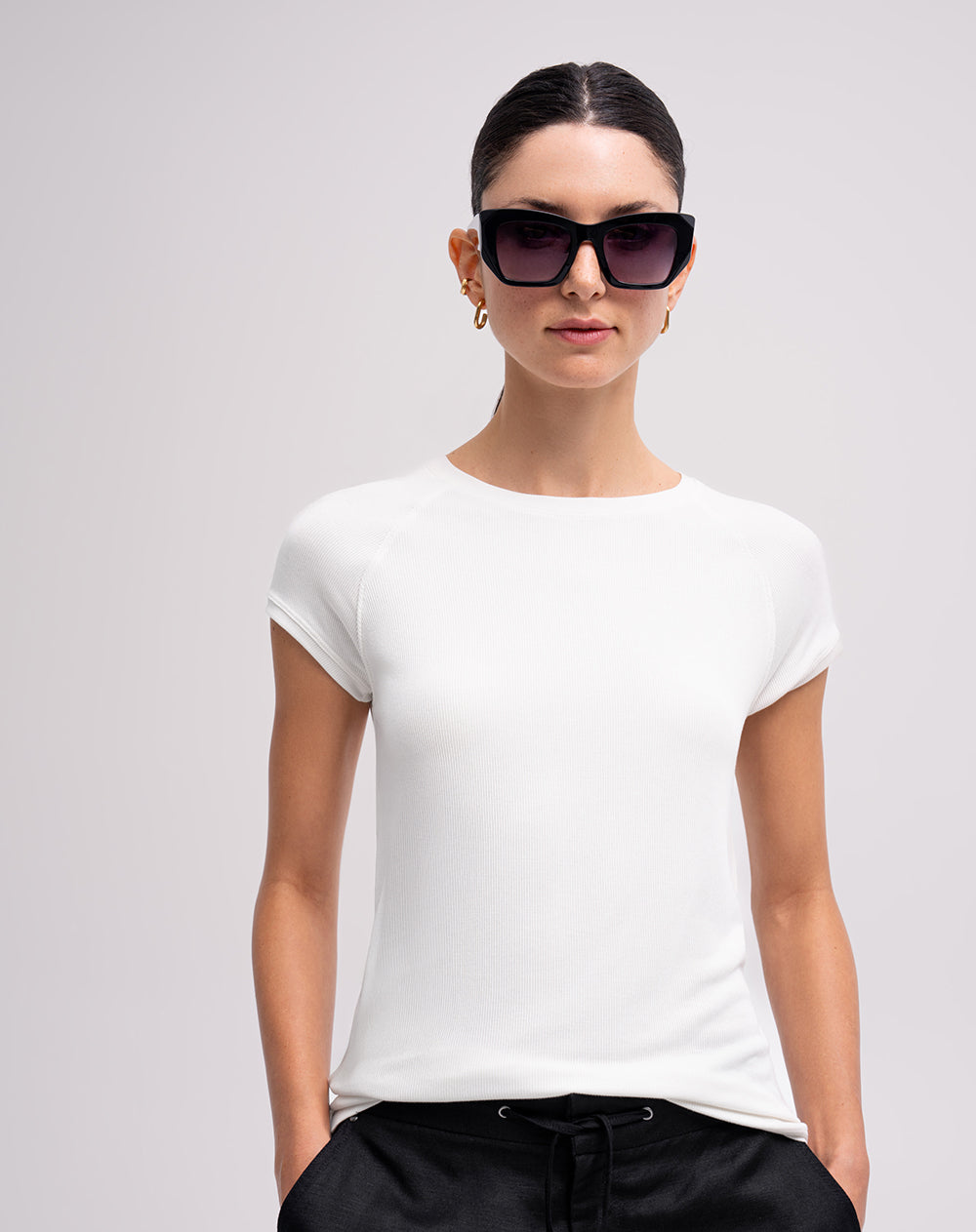 Camiseta slim algodón blanca mujer