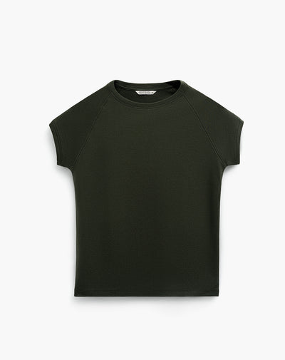 Camiseta slim algodón verde mujer
