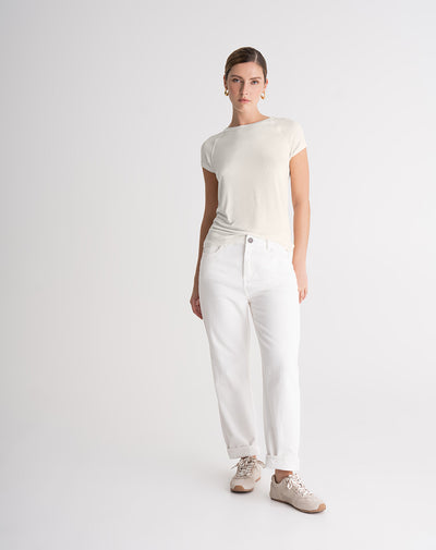 Camiseta semi ajustada tacto suave vainilla mujer