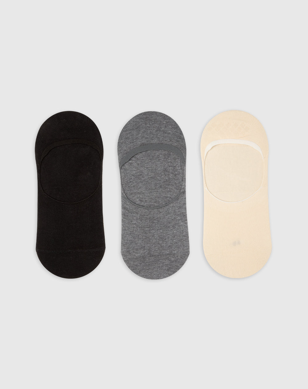 Medias para mujer baletas antideslizante en talón pack x3unds surtidas