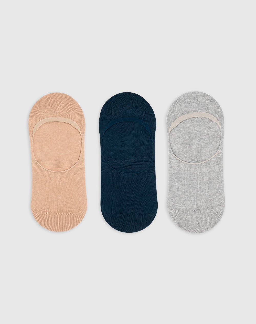 Medias para mujer baletas antideslizante en talón pack x3unds surtidas