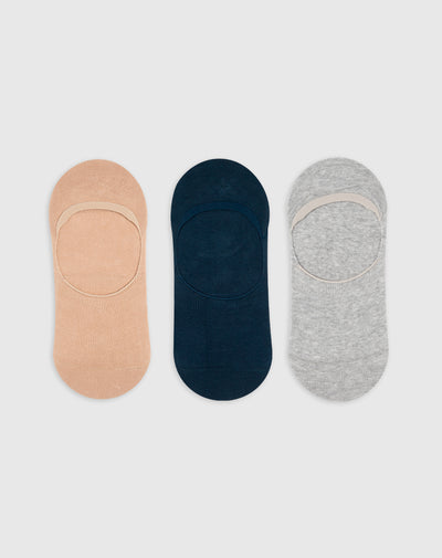 Medias para mujer baletas antideslizante en talón pack x3unds surtidas