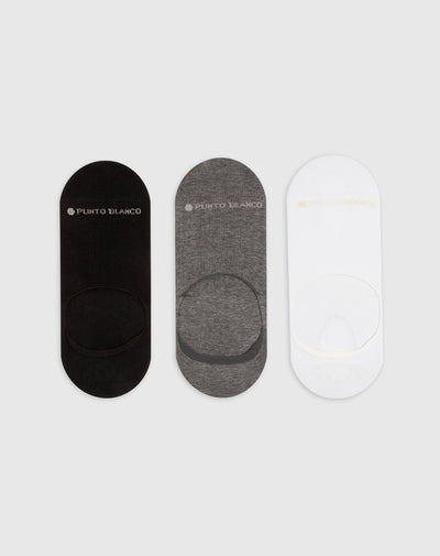Medias para hombre baletas antideslizante en talón pack x3unds surtidas