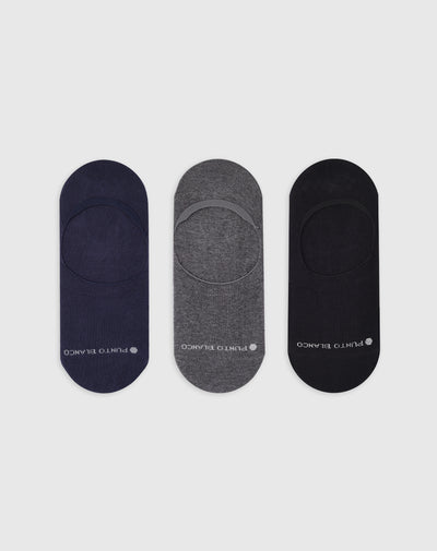 Medias para hombre baletas antideslizante en talón pack x3unds surtidas