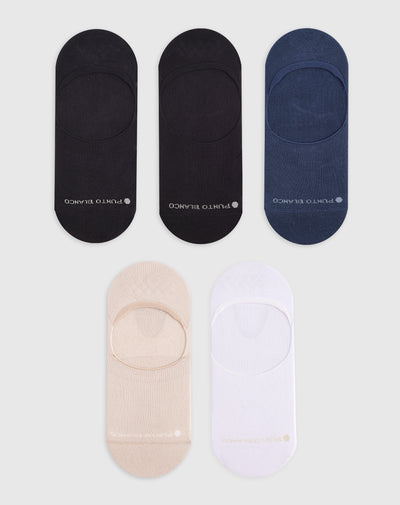 Medias para hombre baletas antideslizante en talón pack x5unds surtidas
