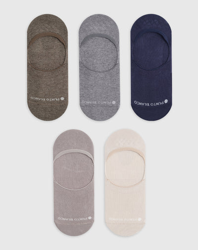 Medias para hombre baletas antideslizante en talón pack x5unds surtidas