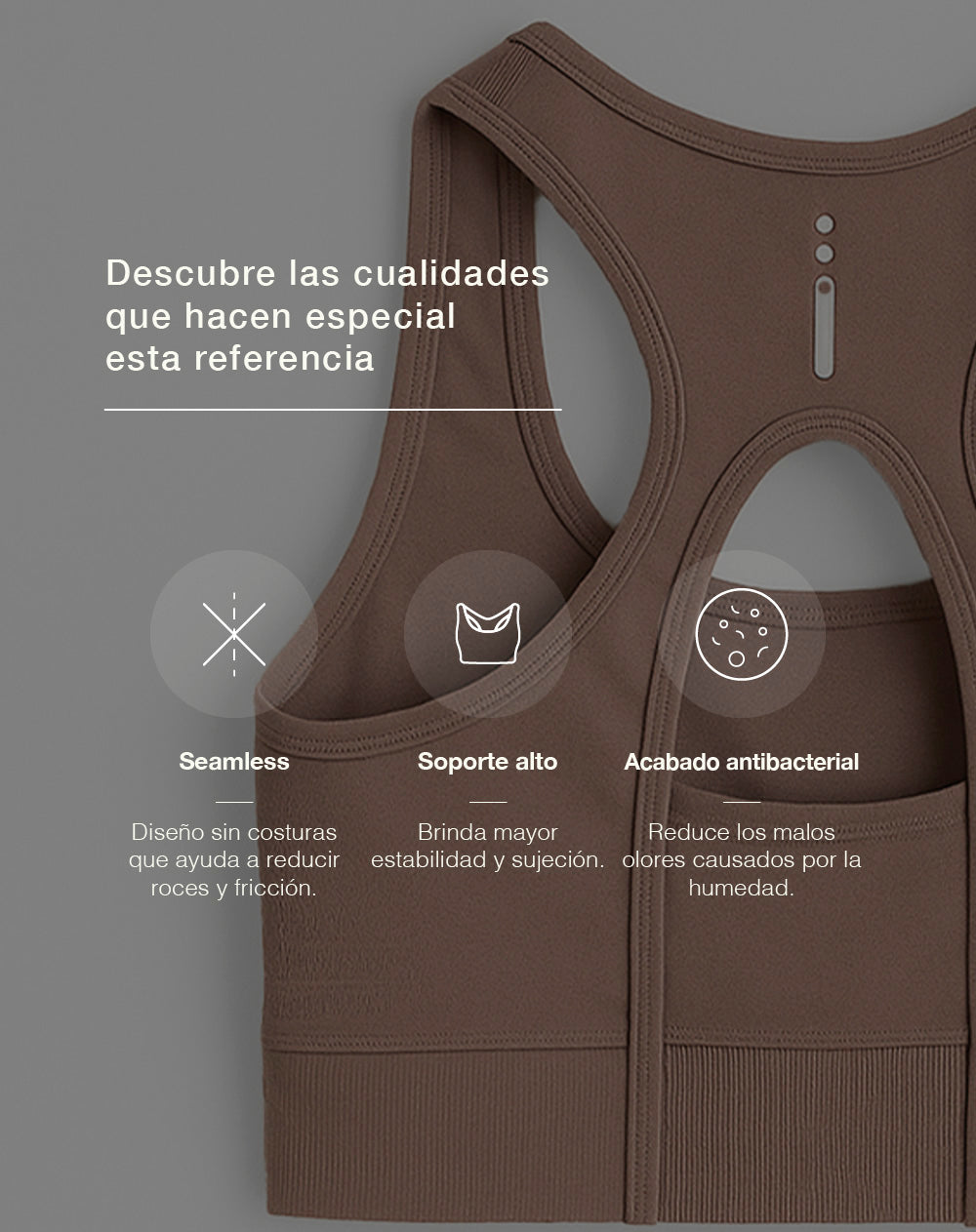 Top deportivo soporte alto seamless cáfe