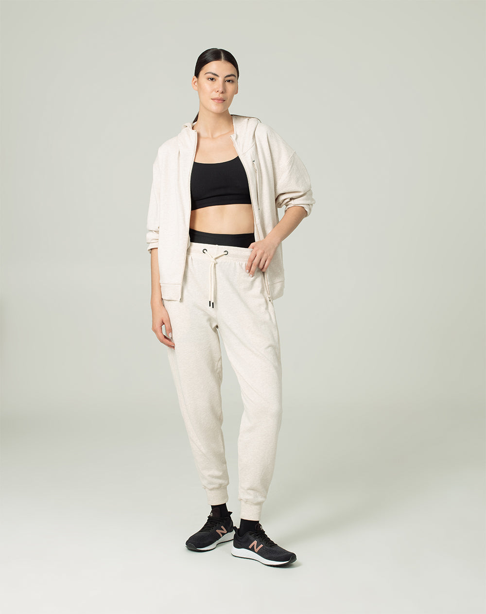 Jogger algodón sostenible habano jaspe para mujer
