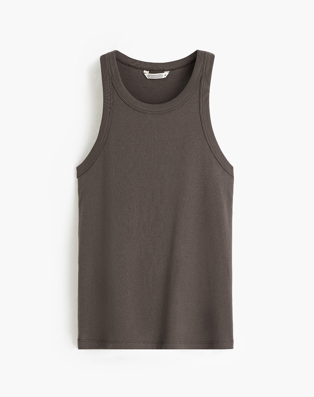 Camiseta esqueleto regular rib algodón café mujer