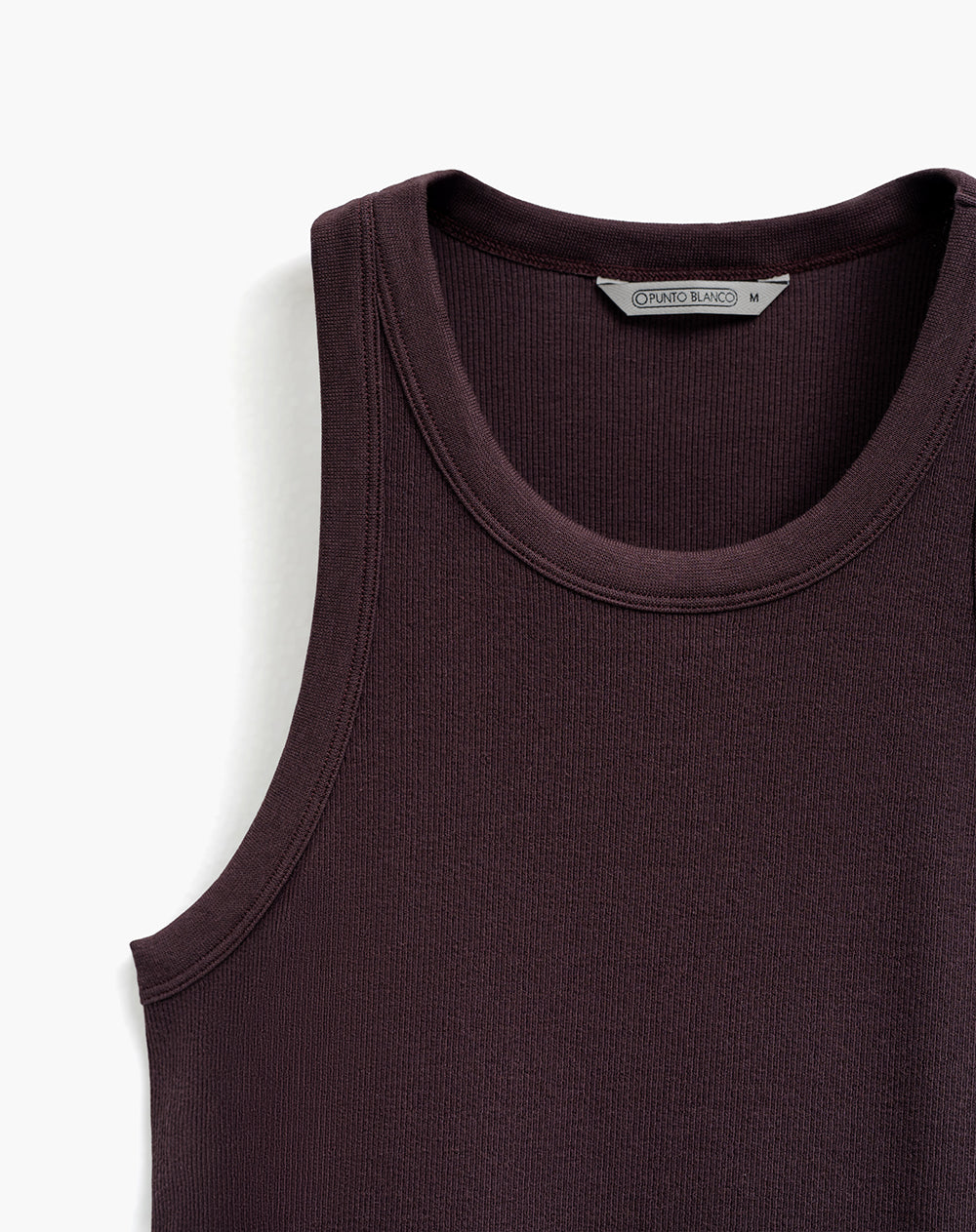 Camiseta esqueleto regular rib algodón vinotinto mujer