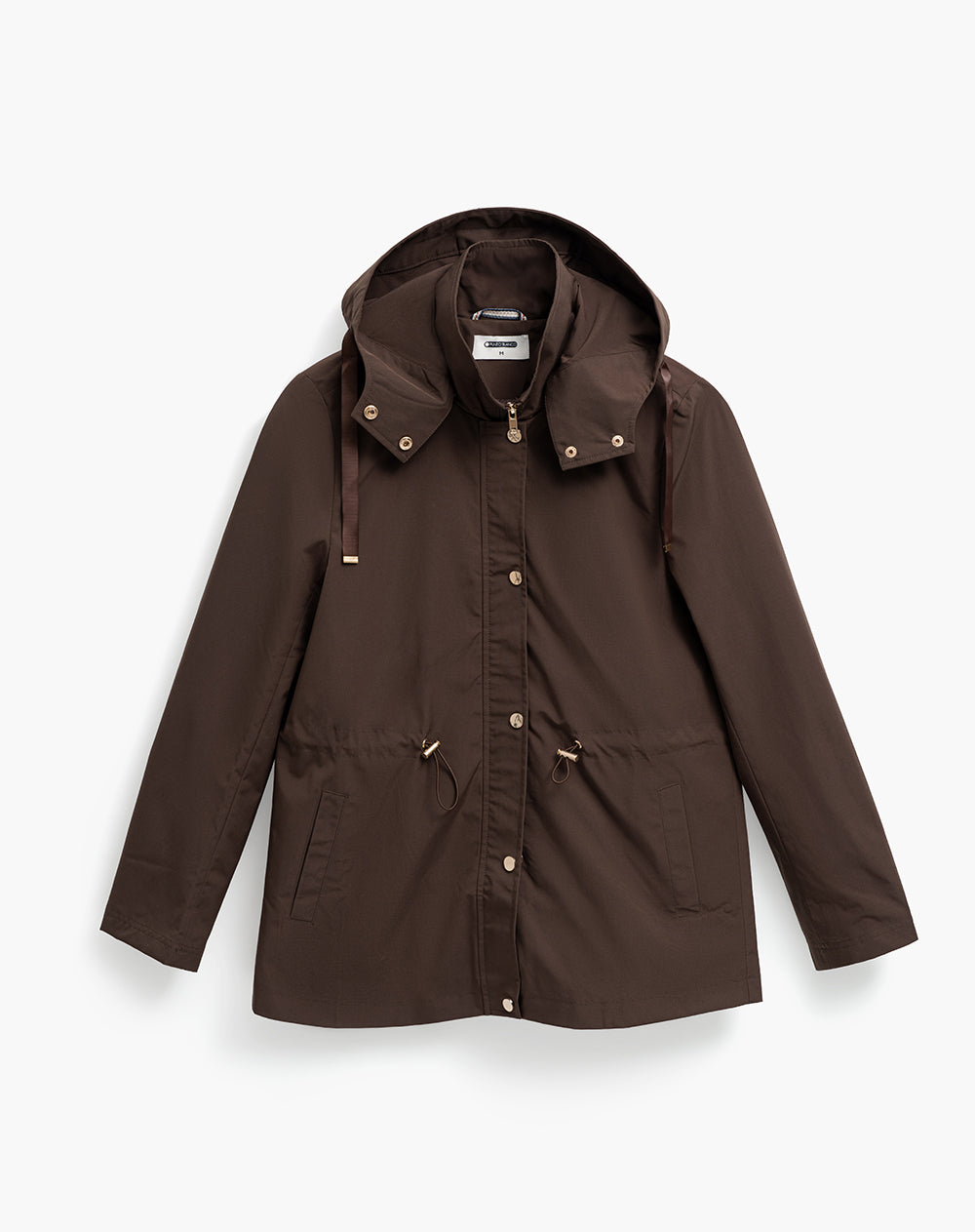 Chaqueta parka regular capucha removible café mujer