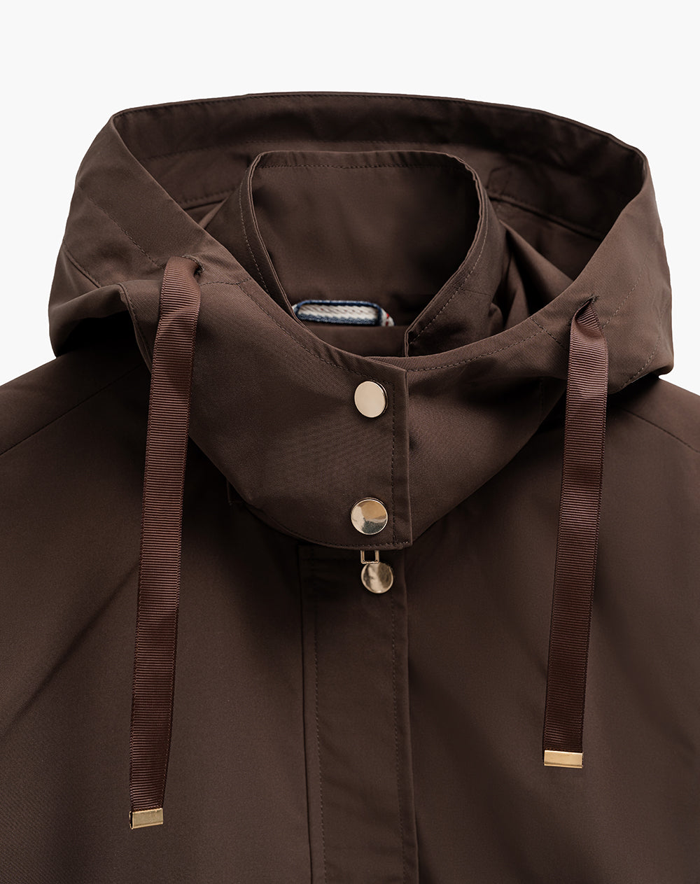 Chaqueta parka regular capucha removible café mujer