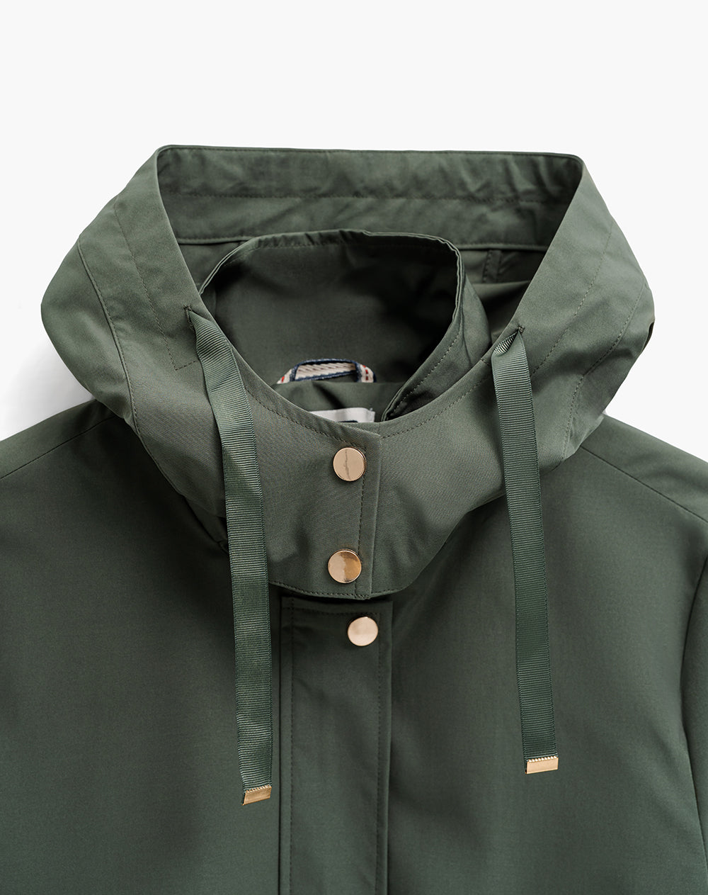 Chaqueta parka regular capucha removible verde mujer