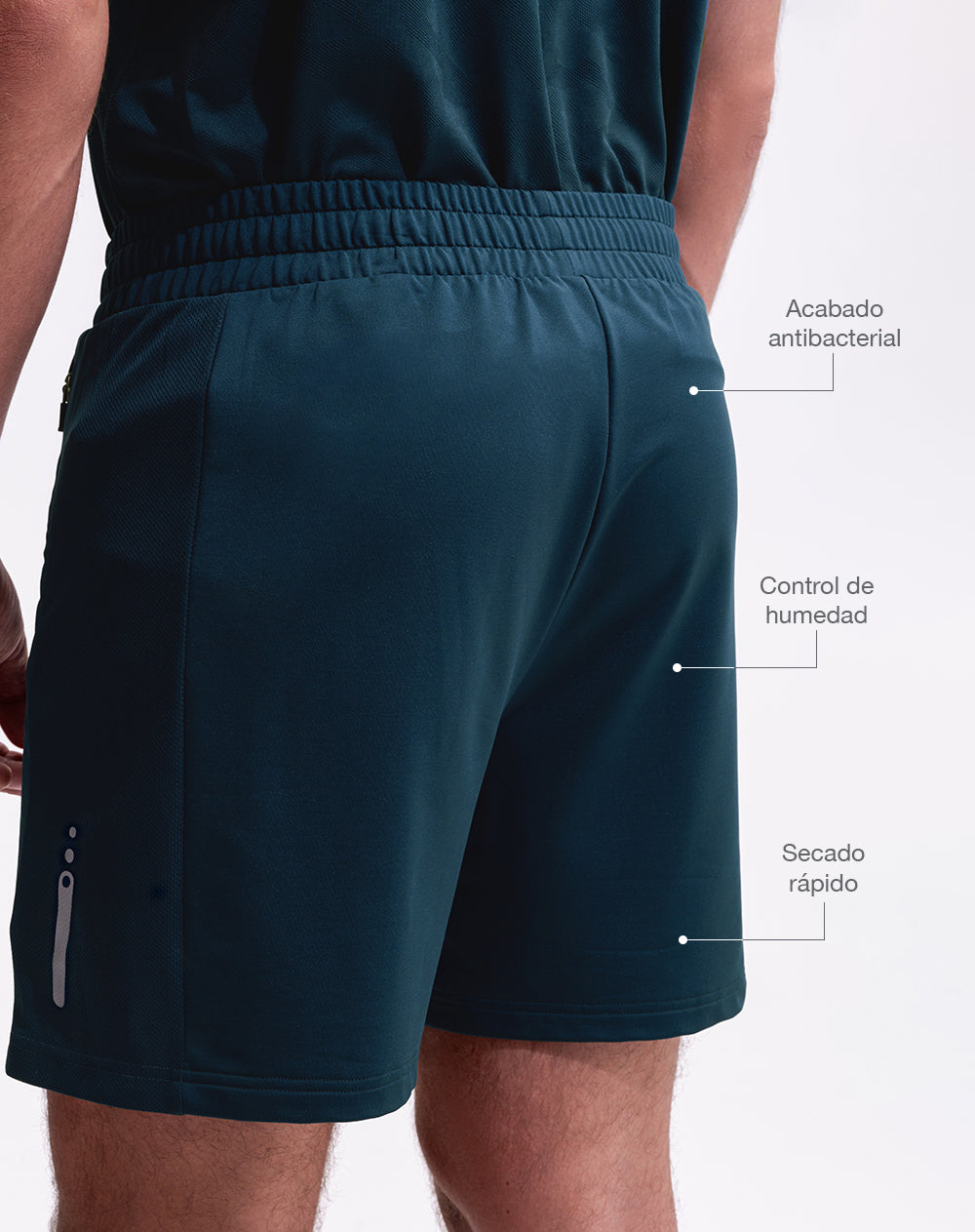 Pantaloneta deportiva control humedad azul hombre