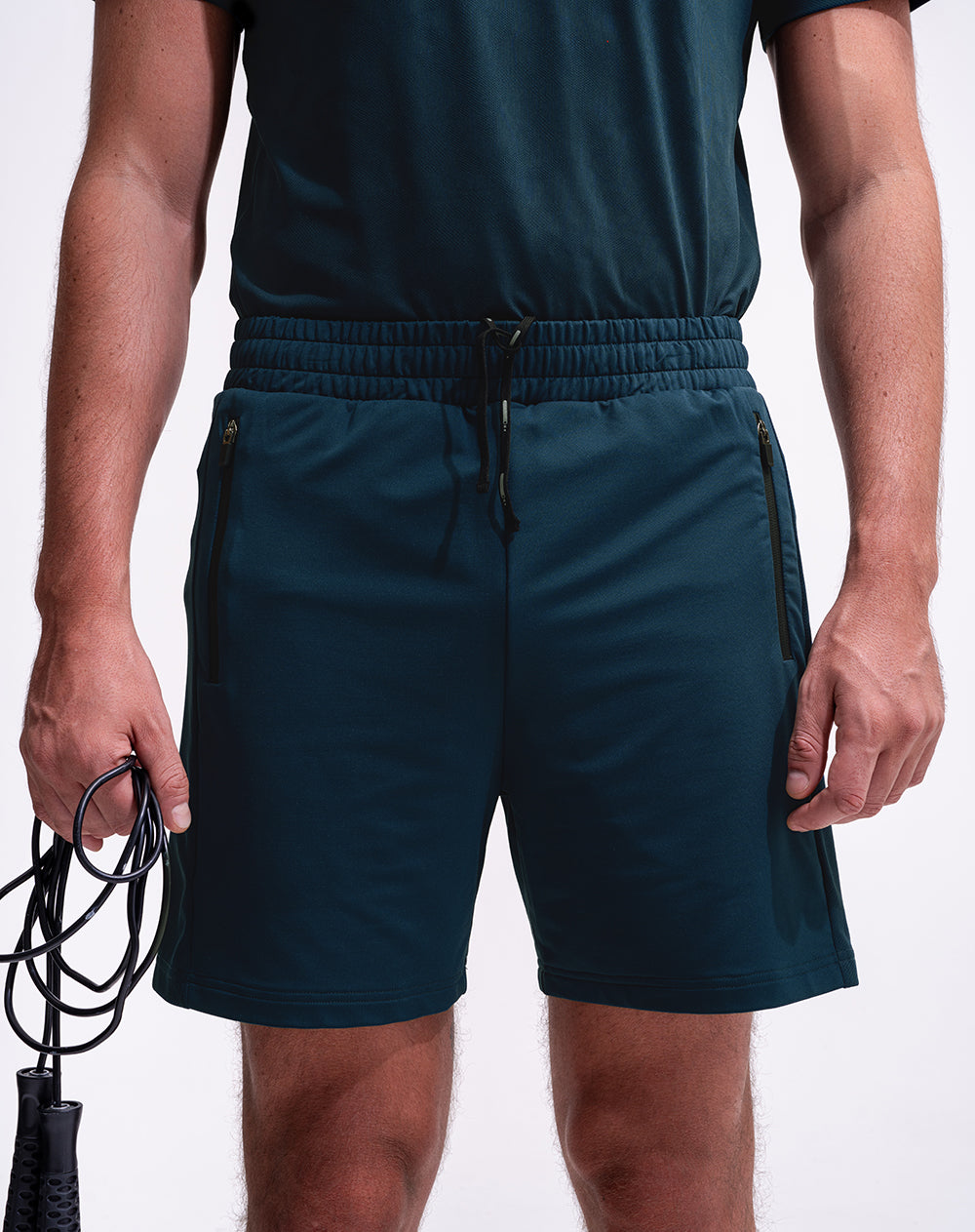 Pantaloneta deportiva control humedad azul hombre