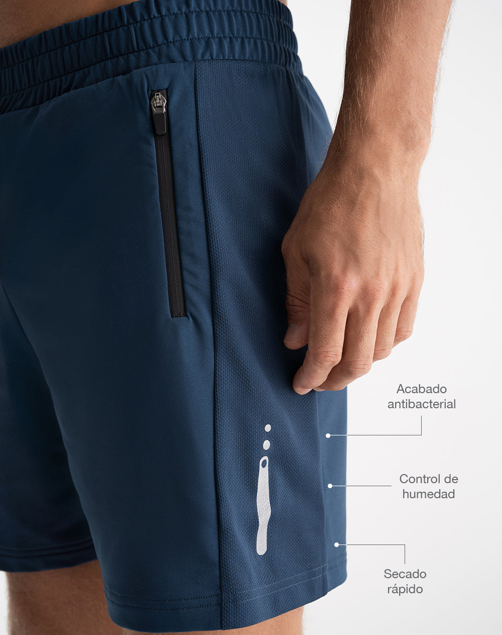 Pantaloneta deportiva control humedad azul hombre