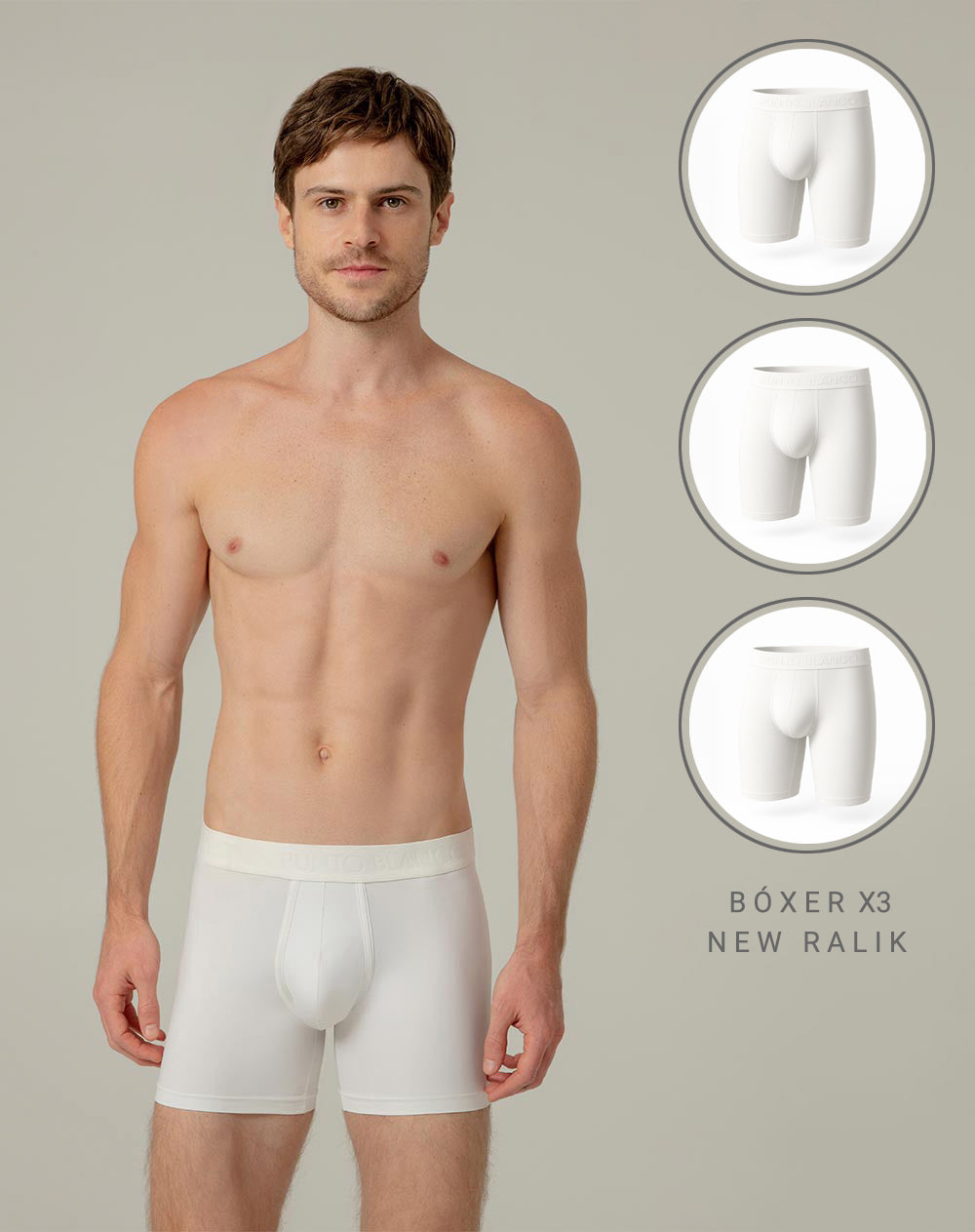 Bóxer deportivo medio microfibra x3unds blanco