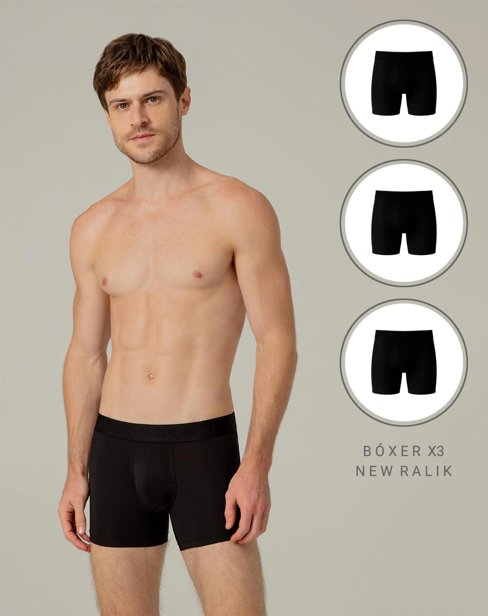 Bóxer deportivo medio microfibra x3unds negro