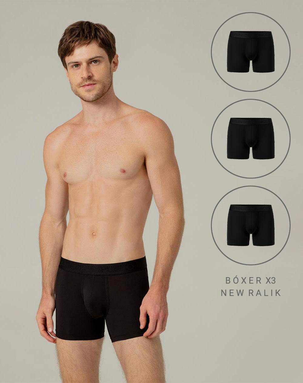 Bóxer deportivo medio microfibra x3unds negro