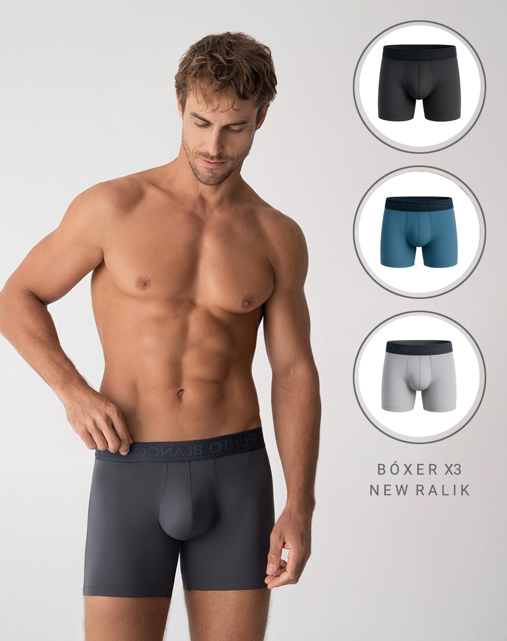 Bóxer deportivo medio microfibra x3unds surtido