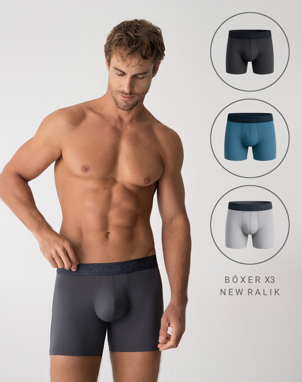 Bóxer deportivo medio microfibra x3unds surtido