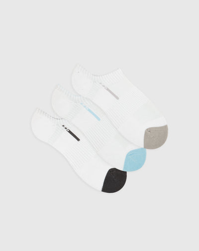 Medias deportivas para mujer tobilleras cortas acolchadas pack x3unds blancas