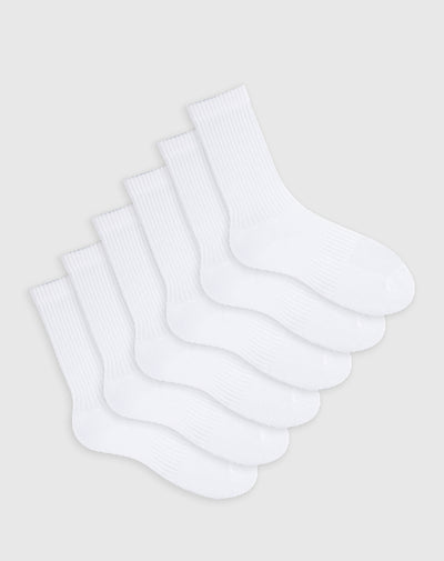 Medias deportivas para hombre largas en algodón pack x6unds blancas