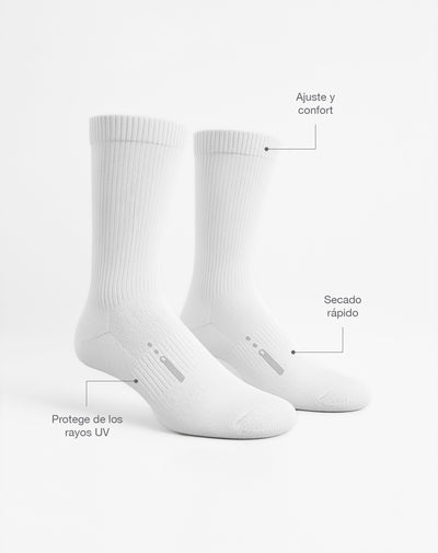 Medias deportivas unisex largas ciclismo blancas