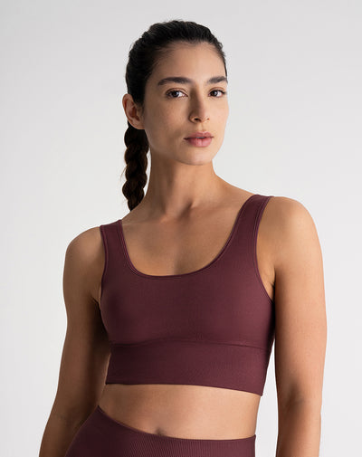 Top deportivo soporte alto seamless antibacterial vinotinto