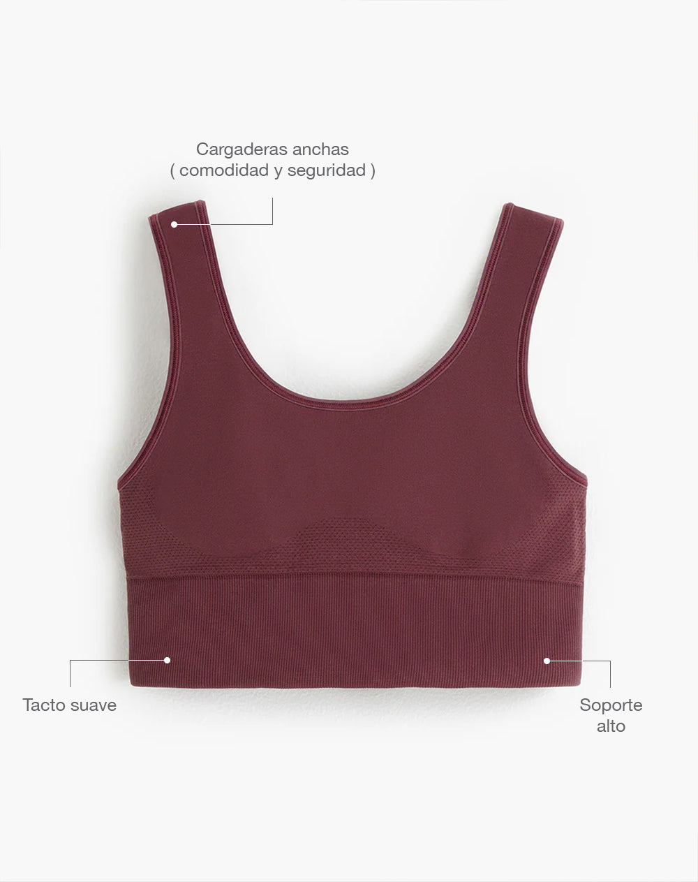 Top deportivo soporte alto seamless antibacterial vinotinto