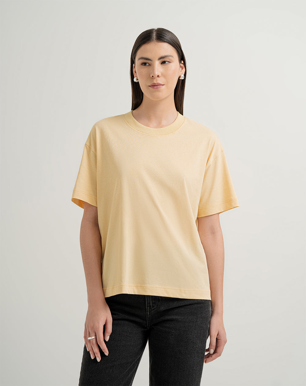 Camiseta oversize algodón sostenible amarillo mujer