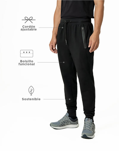 Jogger de algodón sostenible negro para hombre