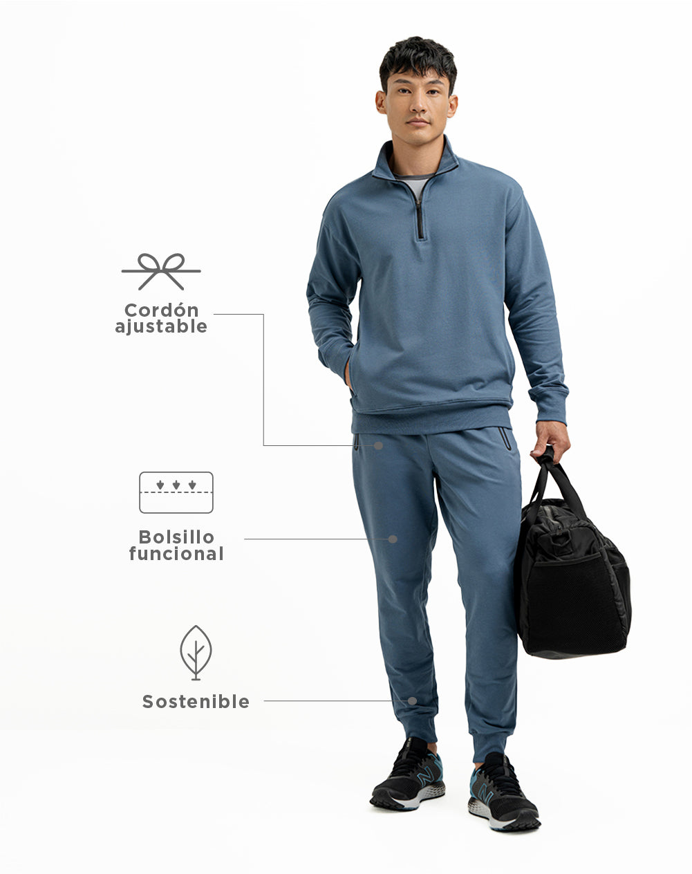 Jogger de algodón sostenible azul para hombre