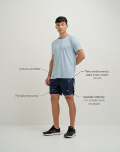 Pantaloneta deportiva ciclista interno azul oscura para hombre