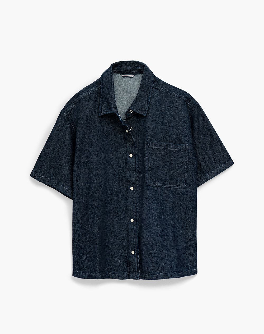 Camisa loose fit manga corta azul indigo oscuro