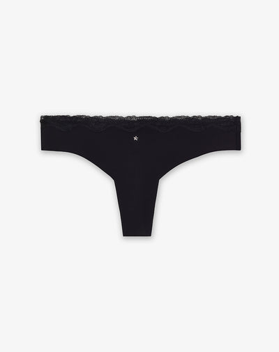 Panty bikini en punto tiro medio negro