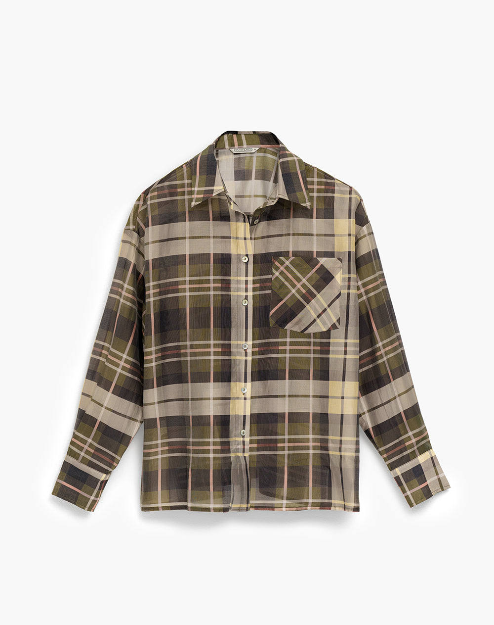 Camisa regular fit manga 3/4 verde