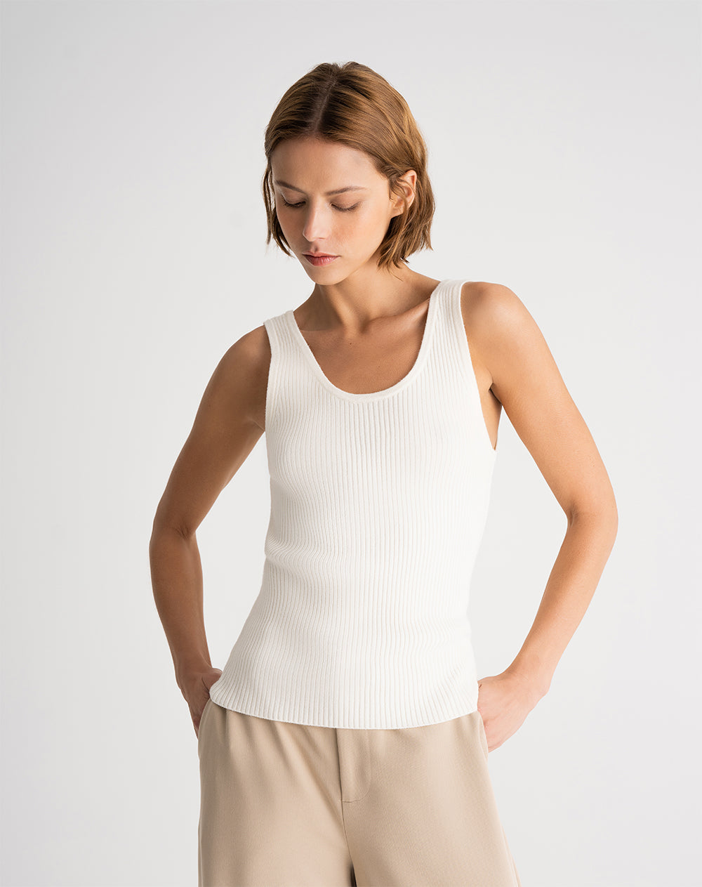 Camiseta esquelero ajustada tejido de punto habana mujer